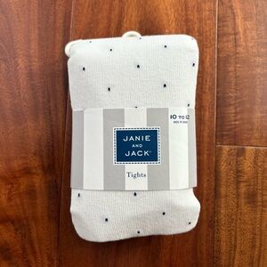 Janie and Jack Cream Tights with Black Dots